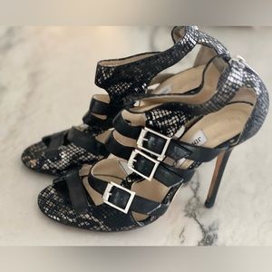 Jimmy Choo Black leather strappy heels